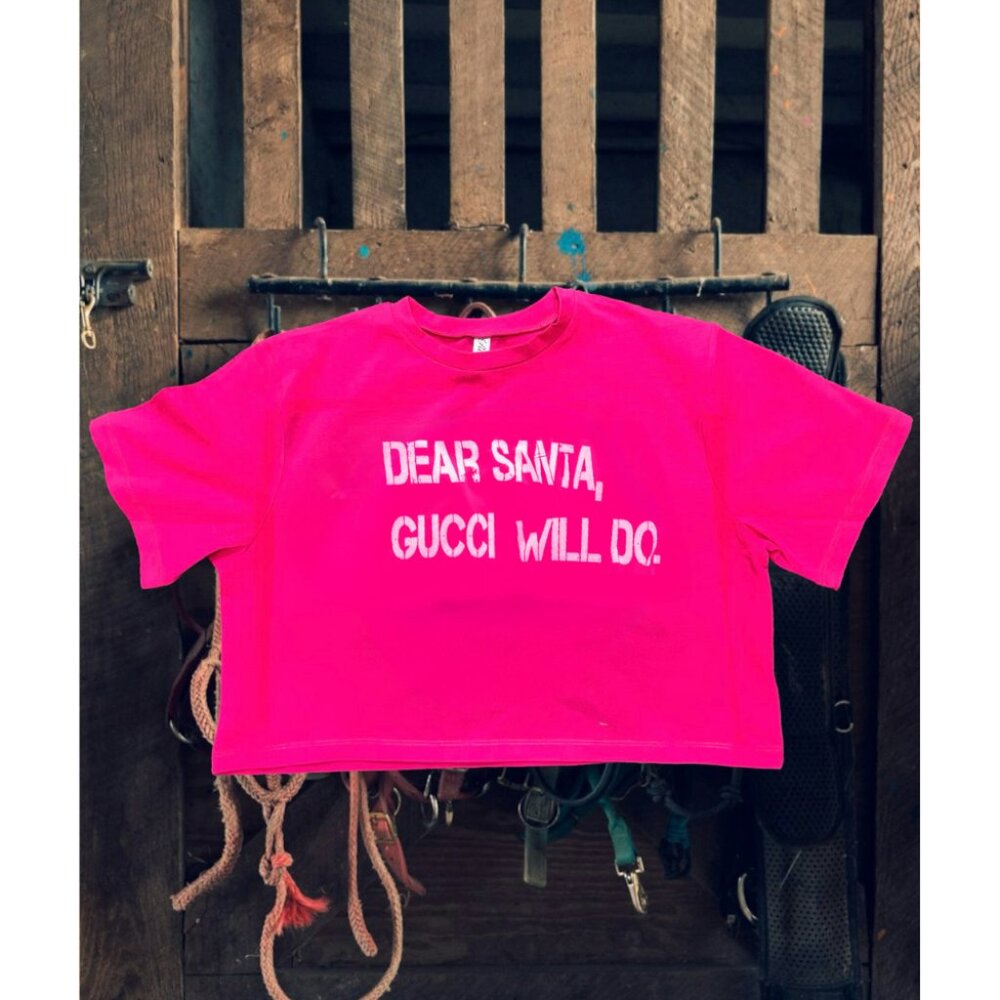 Dear Santa, Gucci Will Do Pink Crop Top